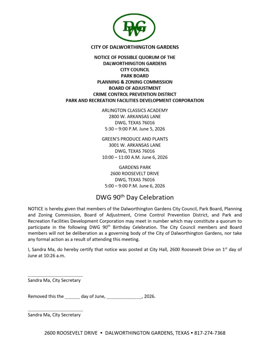 notice of possible quorum